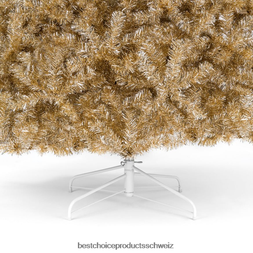 Best Choice Products Künstlicher Lametta-Weihnachtsbaum in Champagnergold mit klappbarem Ständer Schönheit 2JD022238