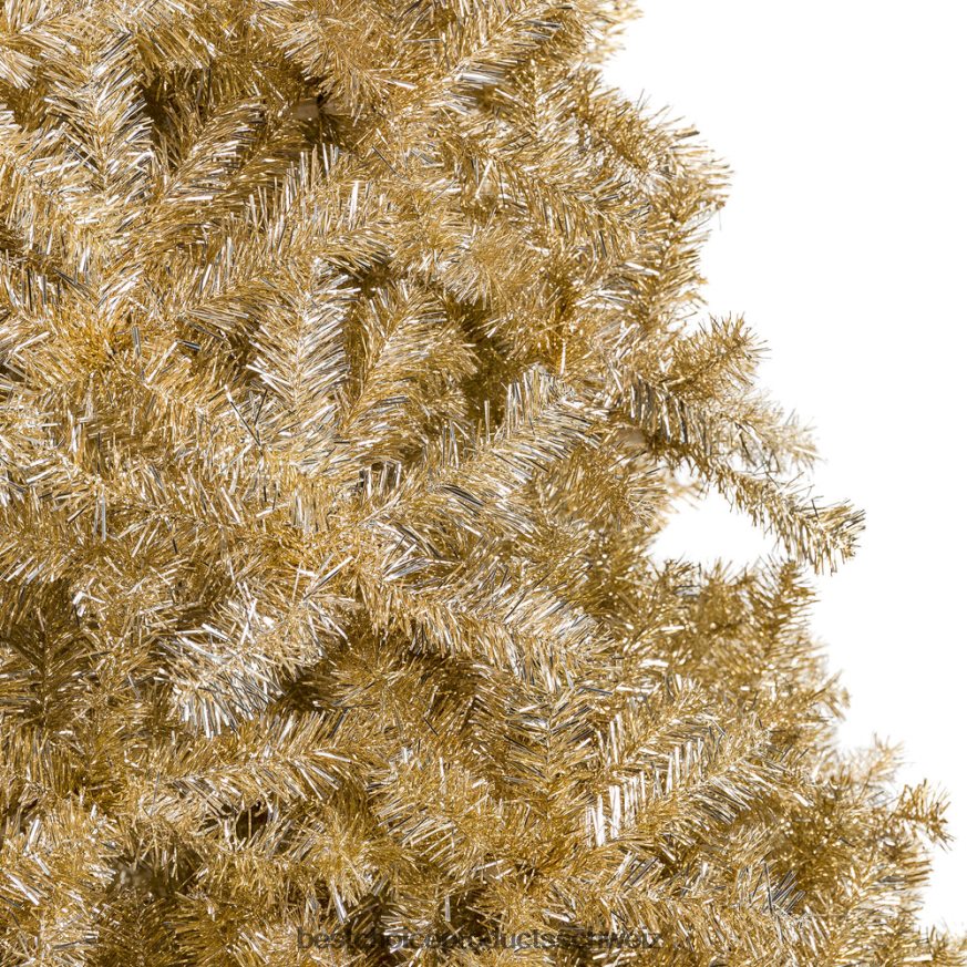 Best Choice Products Künstlicher Lametta-Weihnachtsbaum in Champagnergold mit klappbarem Ständer Schönheit 2JD022238