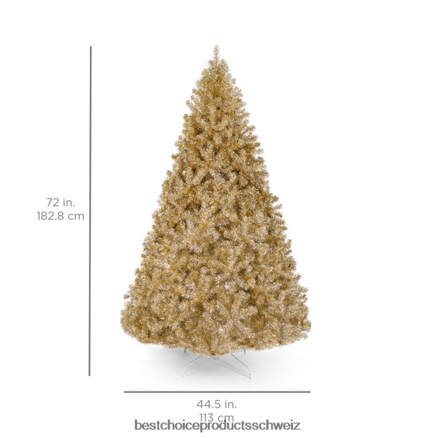 Best Choice Products Künstlicher Lametta-Weihnachtsbaum in Champagnergold mit klappbarem Ständer Schönheit 2JD022238