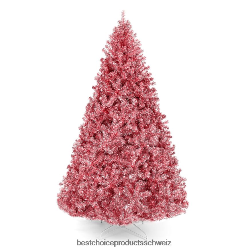 Best Choice Products Rosa künstlicher Lametta-Weihnachtsbaum mit faltbarem Ständer Schönheit 2JD022179