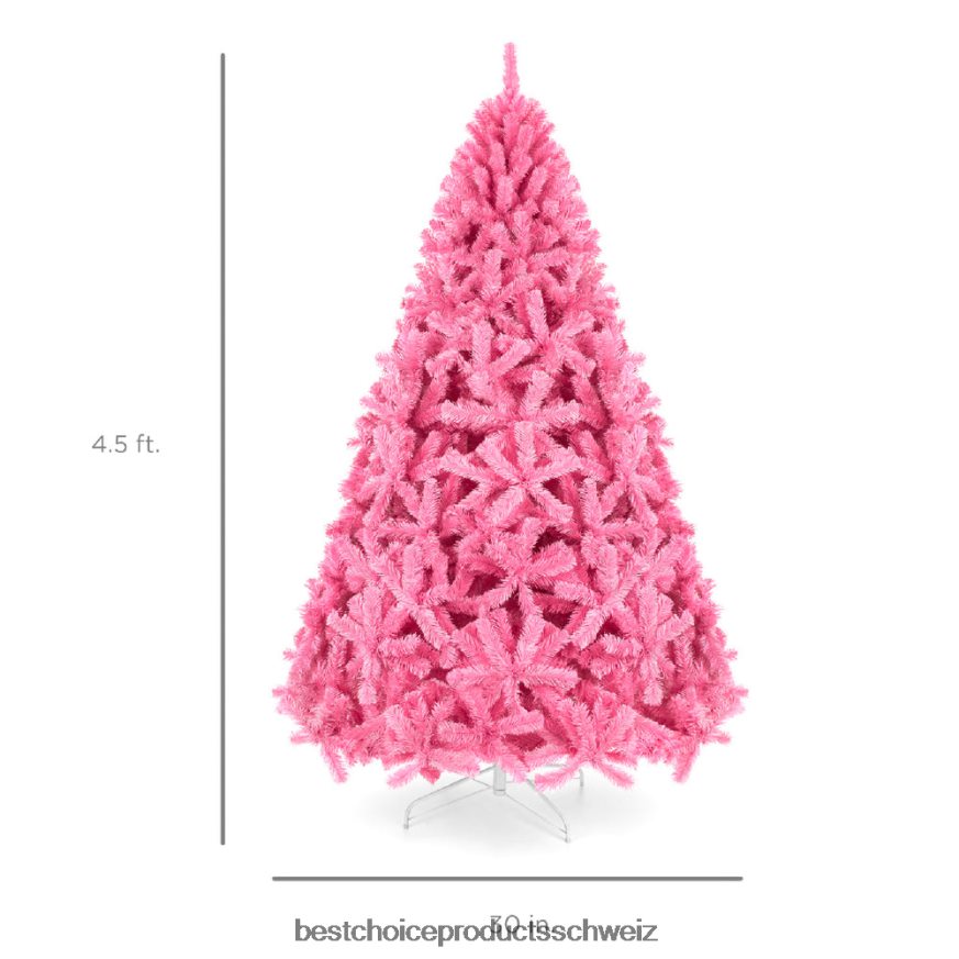 Best Choice Products Rosa künstlicher Tannen-Weihnachtsbaum mit klappbarem Ständer Schönheit 2JD022190