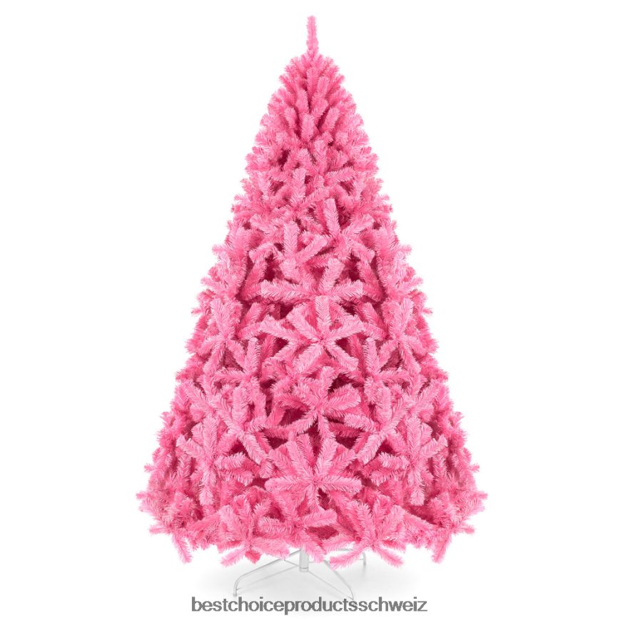 Best Choice Products Rosa künstlicher Tannen-Weihnachtsbaum mit klappbarem Ständer Schönheit 2JD022192