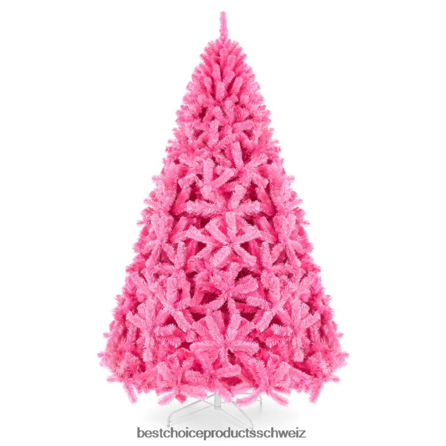 Best Choice Products Rosa künstlicher Tannen-Weihnachtsbaum mit klappbarem Ständer Schönheit 2JD022193