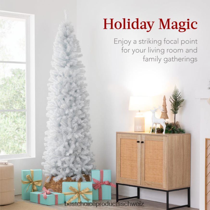 Best Choice Products Weißer künstlicher Bleistift-Weihnachtsbaum Schönheit 2JD022118