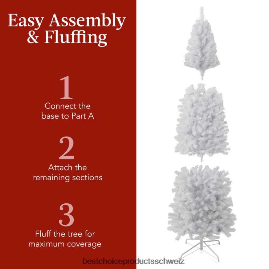 Best Choice Products Weißer künstlicher Bleistift-Weihnachtsbaum Schönheit 2JD022118