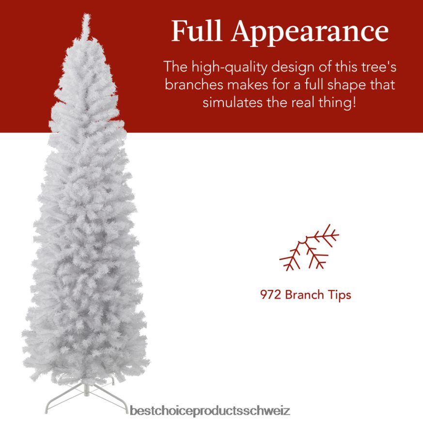 Best Choice Products Weißer künstlicher Bleistift-Weihnachtsbaum Schönheit 2JD022118