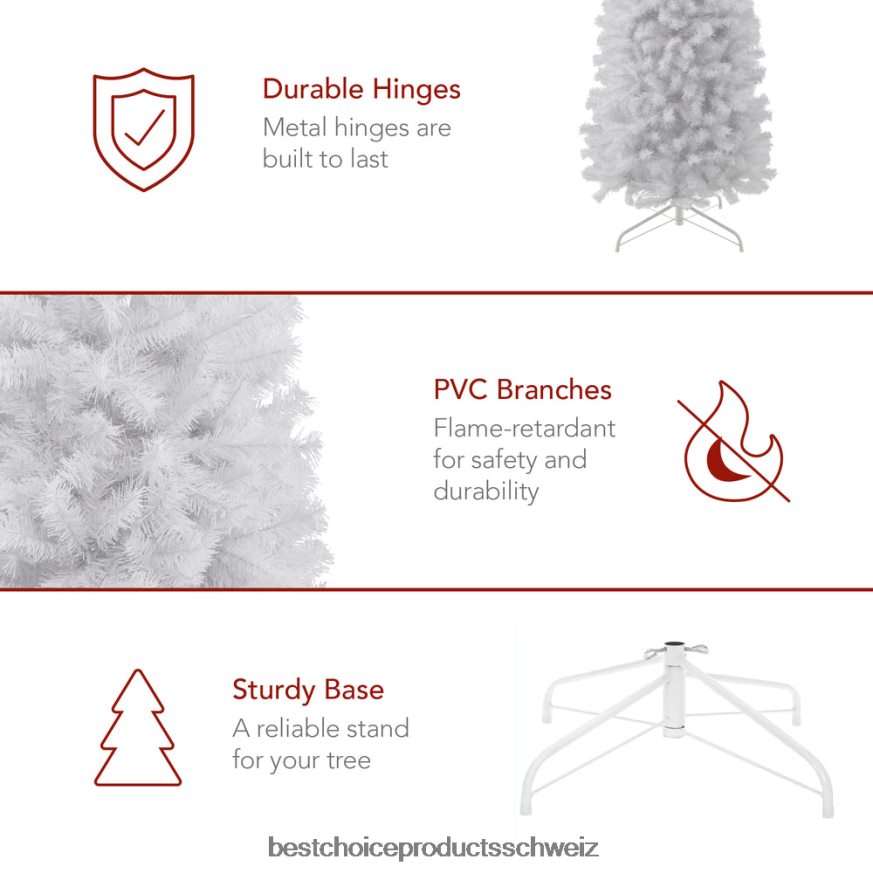 Best Choice Products Weißer künstlicher Bleistift-Weihnachtsbaum Schönheit 2JD022118