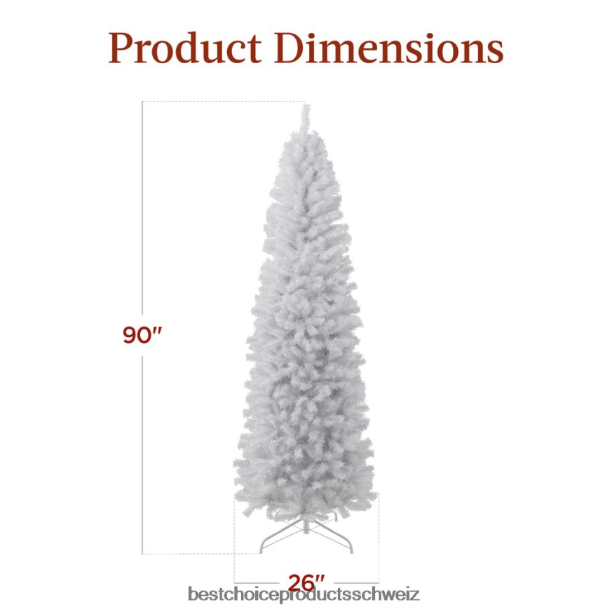 Best Choice Products Weißer künstlicher Bleistift-Weihnachtsbaum Schönheit 2JD022118