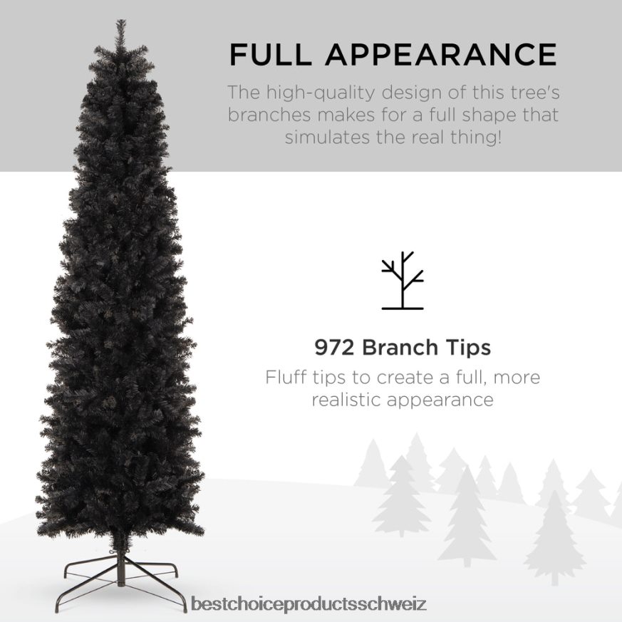 Best Choice Products schwarzer künstlicher Bleistift-Weihnachtsbaum Schönheit 2JD022189