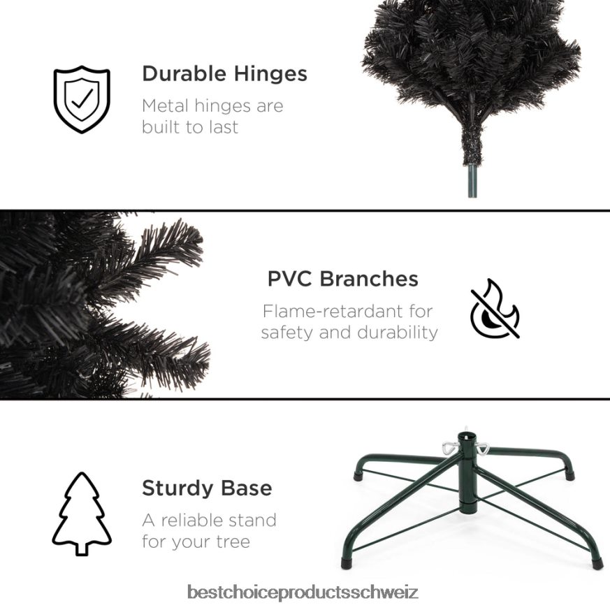 Best Choice Products schwarzer künstlicher Bleistift-Weihnachtsbaum Schönheit 2JD022189