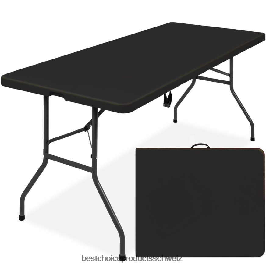 Best Choice Products Tragbarer klappbarer Esstisch aus Kunststoff mit Griff und Schloss Schwarz 2JD022229