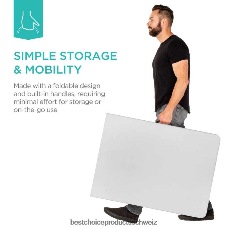 Best Choice Products Tragbarer klappbarer Esstisch aus Kunststoff mit Griff und Schloss Weiß 2JD022228