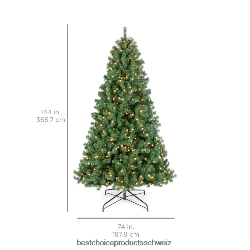 Best Choice Products Sofort beleuchteter, fusselfreier künstlicher Weihnachtsbaum aus Fichte mit Memory-Zweigen Mehrfarbig 2JD022131