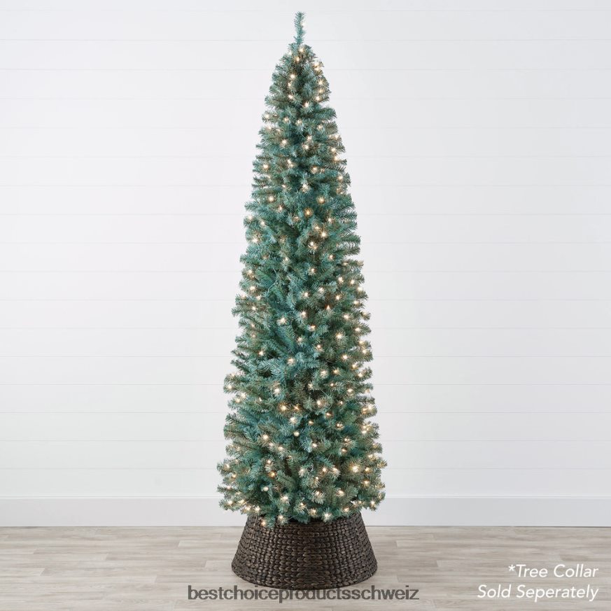 Best Choice Products Vorbeleuchteter Blaufichten-Stift-Weihnachtsbaum mit Metallsockel und Glühlampen Schönheit 2JD022202