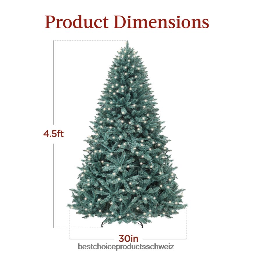 Best Choice Products Vorbeleuchteter Blaufichten-Weihnachtsbaum mit klappbarem Sockel und Glühlampen Schönheit 2JD02250