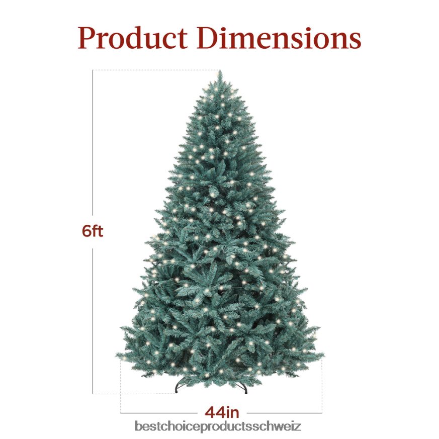 Best Choice Products Vorbeleuchteter Blaufichten-Weihnachtsbaum mit klappbarem Sockel und Glühlampen Schönheit 2JD02251