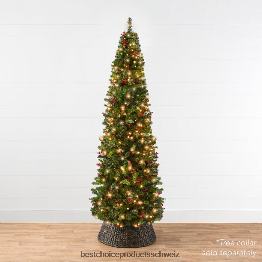 Best Choice Products Vorbeleuchteter Fichtenstift-Weihnachtsbaum mit Beeren und Tannenzapfen Schönheit 2JD022122