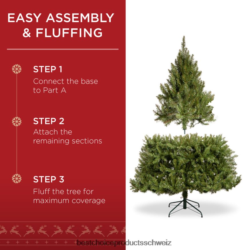 Best Choice Products Vorbeleuchteter, aufklappbarer künstlicher Weihnachtsbaum aus Douglasie Stand 2JD02279