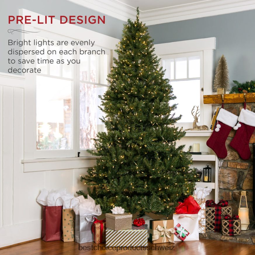 Best Choice Products Vorbeleuchteter, aufklappbarer künstlicher Weihnachtsbaum aus Douglasie Stand 2JD02280