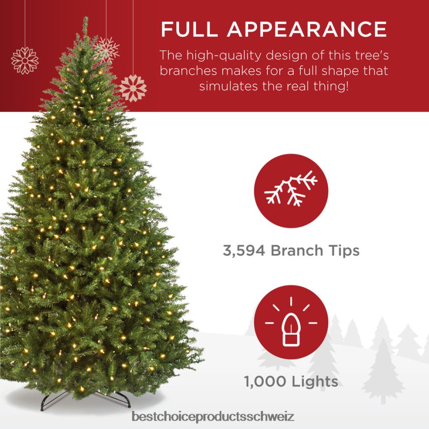 Best Choice Products Vorbeleuchteter, aufklappbarer künstlicher Weihnachtsbaum aus Douglasie Stand 2JD02282