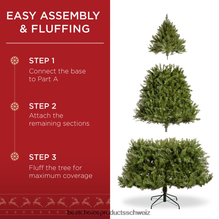 Best Choice Products Vorbeleuchteter, aufklappbarer künstlicher Weihnachtsbaum aus Douglasie Stand 2JD02282