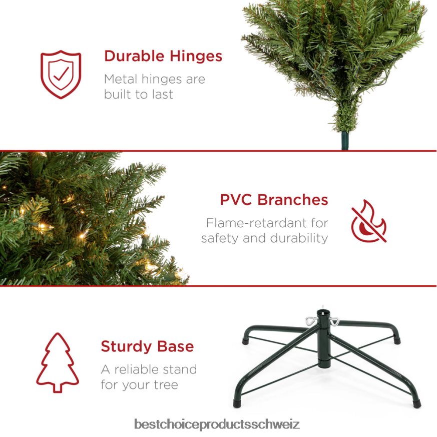 Best Choice Products Vorbeleuchteter, aufklappbarer künstlicher Weihnachtsbaum aus Douglasie Stand 2JD02282