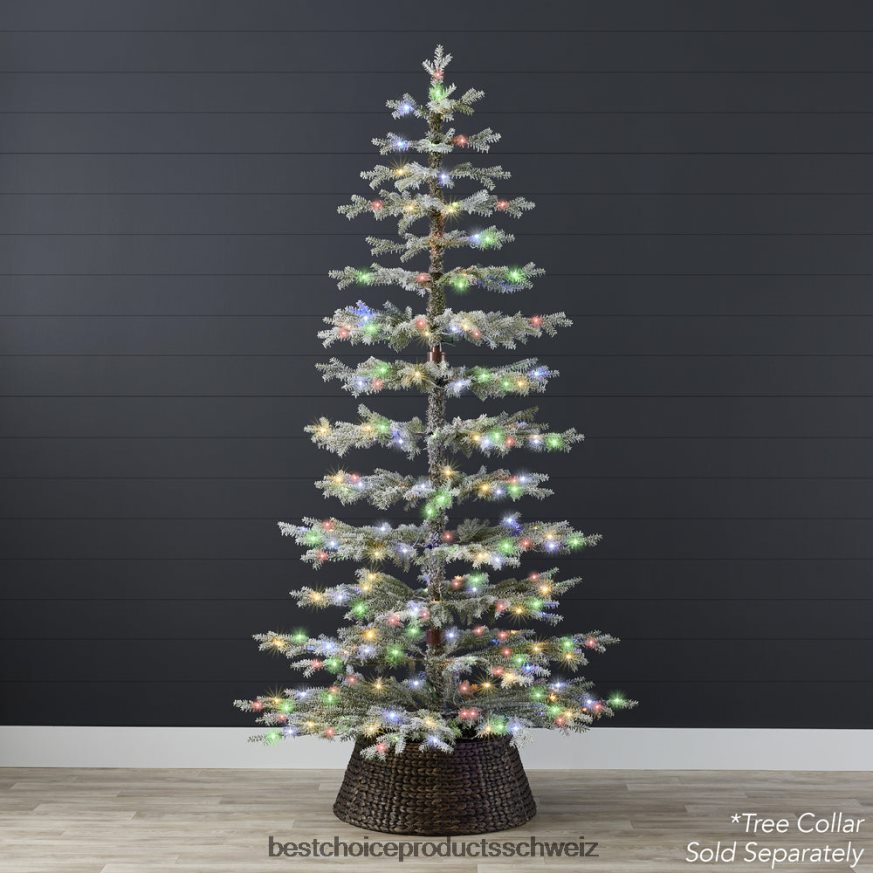 Best Choice Products Vorbeleuchteter, dünn beflockter Weihnachtsbaum mit 2-in-1-LEDs, kabellose Verbindung Schönheit 2JD02293