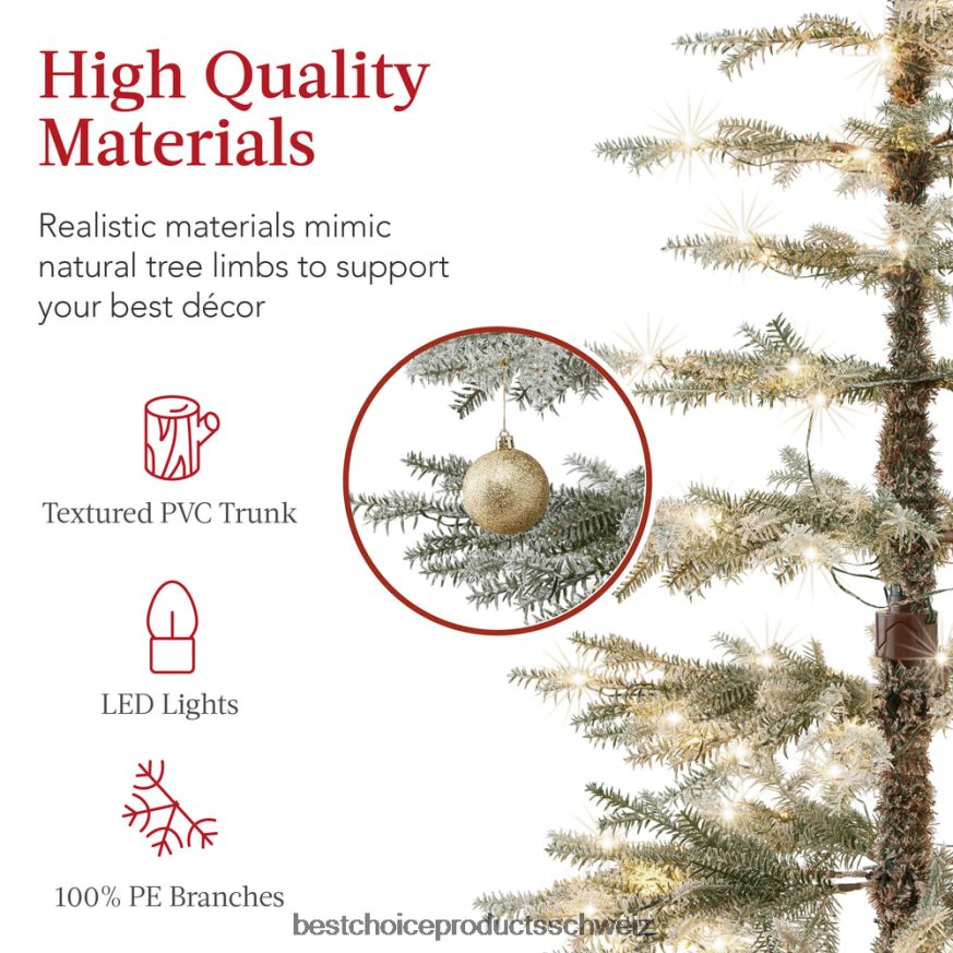 Best Choice Products Vorbeleuchteter, dünn beflockter Weihnachtsbaum mit 2-in-1-LEDs, kabellose Verbindung Schönheit 2JD02293