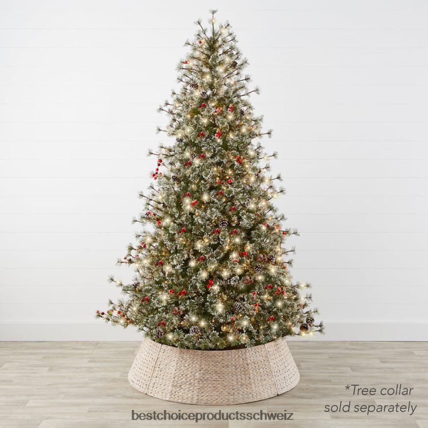 Best Choice Products Vorbeleuchteter, halbbeflockter künstlicher Weihnachtsbaum aus Kaschmirkiefer Metallständer 2JD02243