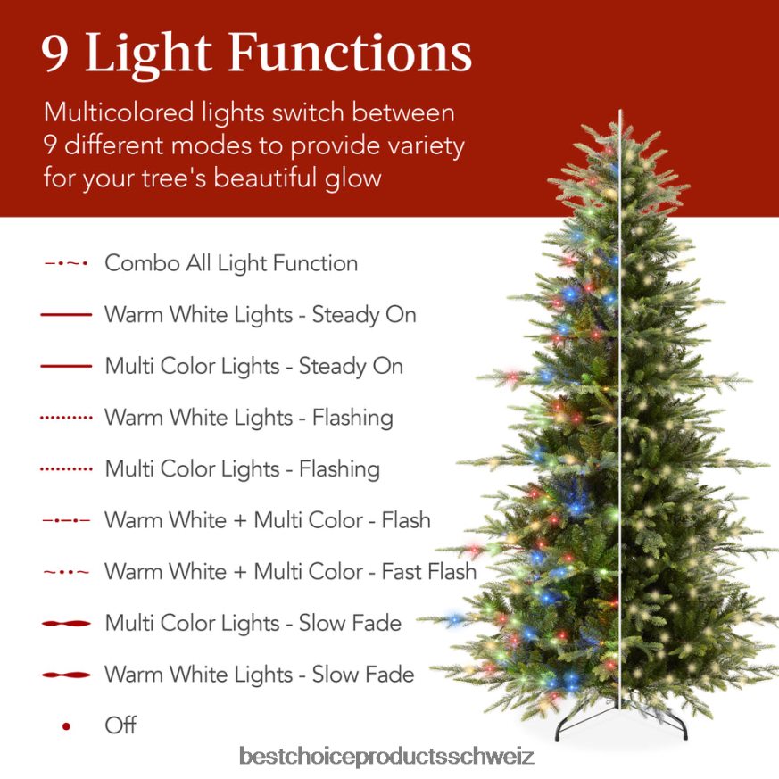 Best Choice Products Vorbeleuchteter künstlicher Espen-Edeltannen-Weihnachtsbaum Metallständer 2JD02249