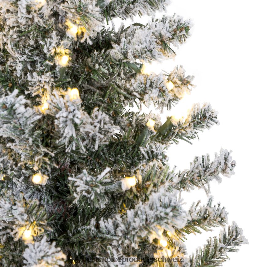 Best Choice Products Vorbeleuchteter schneeflockter alpiner schmaler Bleistift-Weihnachtsbaum mit LED-Lichtern und Ständer Schönheit 2JD022158