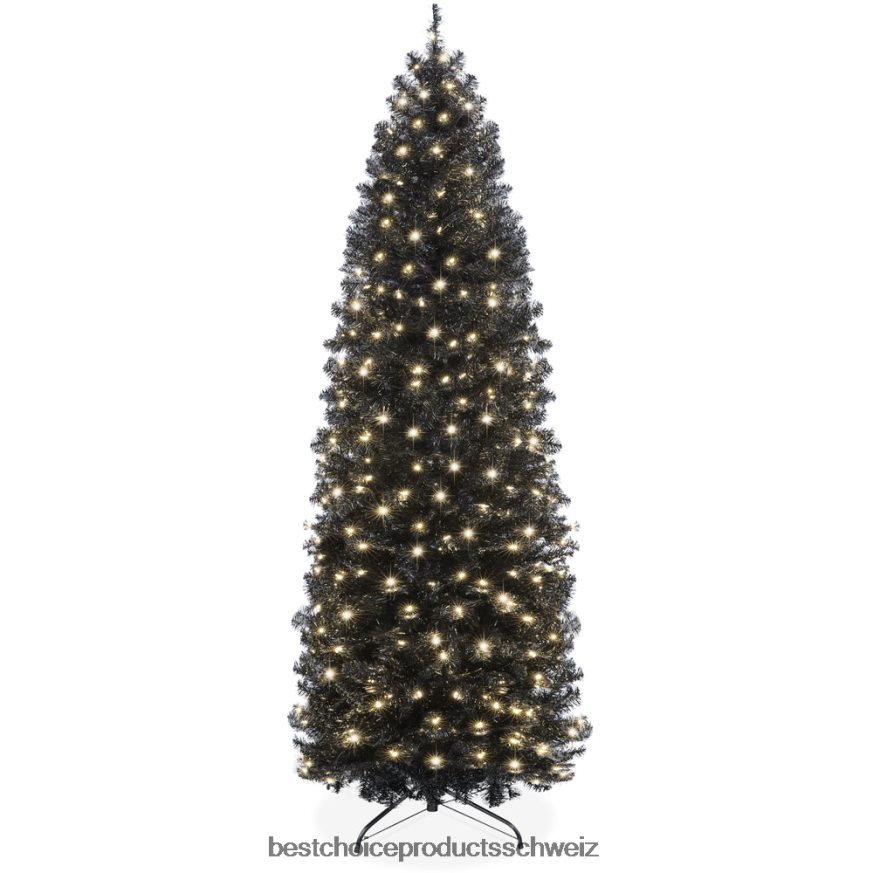 Best Choice Products Vorbeleuchteter schwarzer künstlicher Bleistift-Weihnachtsbaum Schönheit 2JD022162