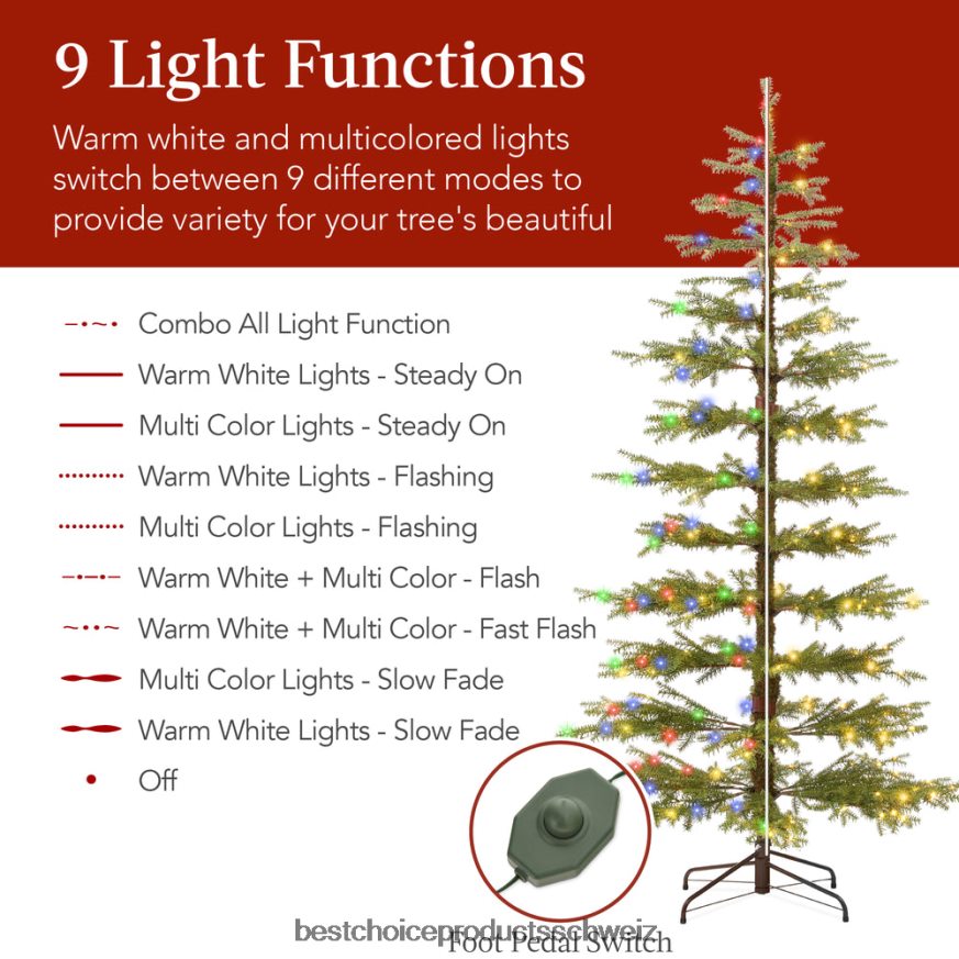 Best Choice Products Vorbeleuchteter, spärlicher Weihnachtsbaum mit 2-in-1-LED-Leuchten, kabellose Verbindung Schönheit 2JD02286