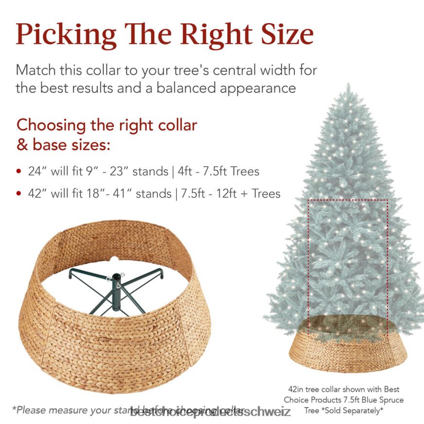 Best Choice Products Gewebter Weihnachtsbaumkragen aus Hyazinthe natürlich 2JD02278