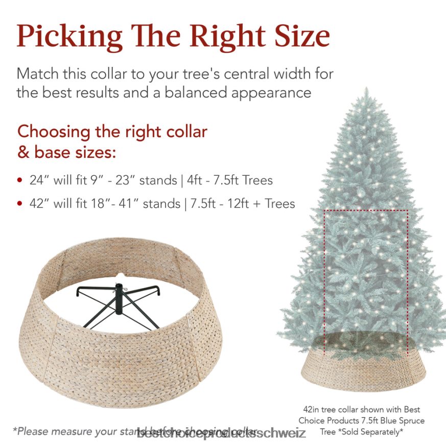 Best Choice Products Gewebter Weihnachtsbaumkragen aus Hyazinthe weiß gewaschen 2JD02277