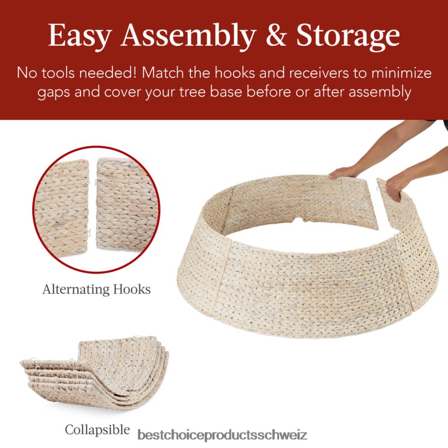 Best Choice Products Gewebter Weihnachtsbaumkragen aus Hyazinthe weiß gewaschen 2JD02277