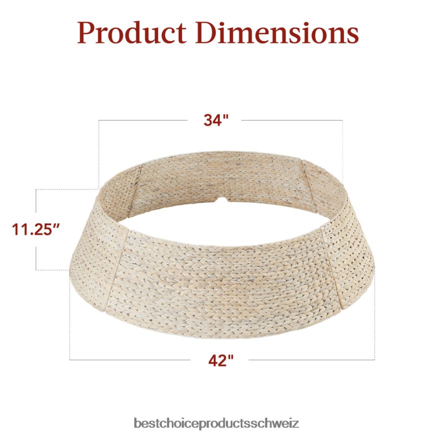 Best Choice Products Gewebter Weihnachtsbaumkragen aus Hyazinthe weiß gewaschen 2JD02277