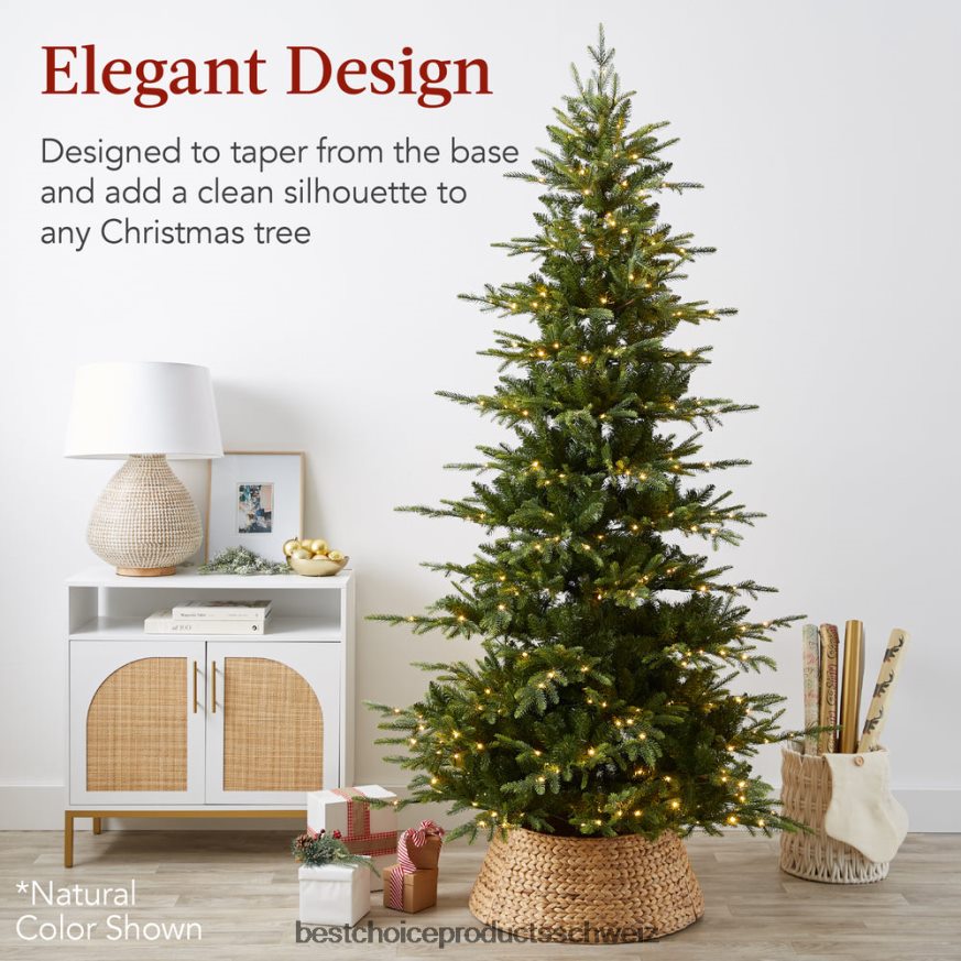 Best Choice Products Gewebter Weihnachtsbaumkragen aus Hyazinthe weiß gewaschen 2JD02283