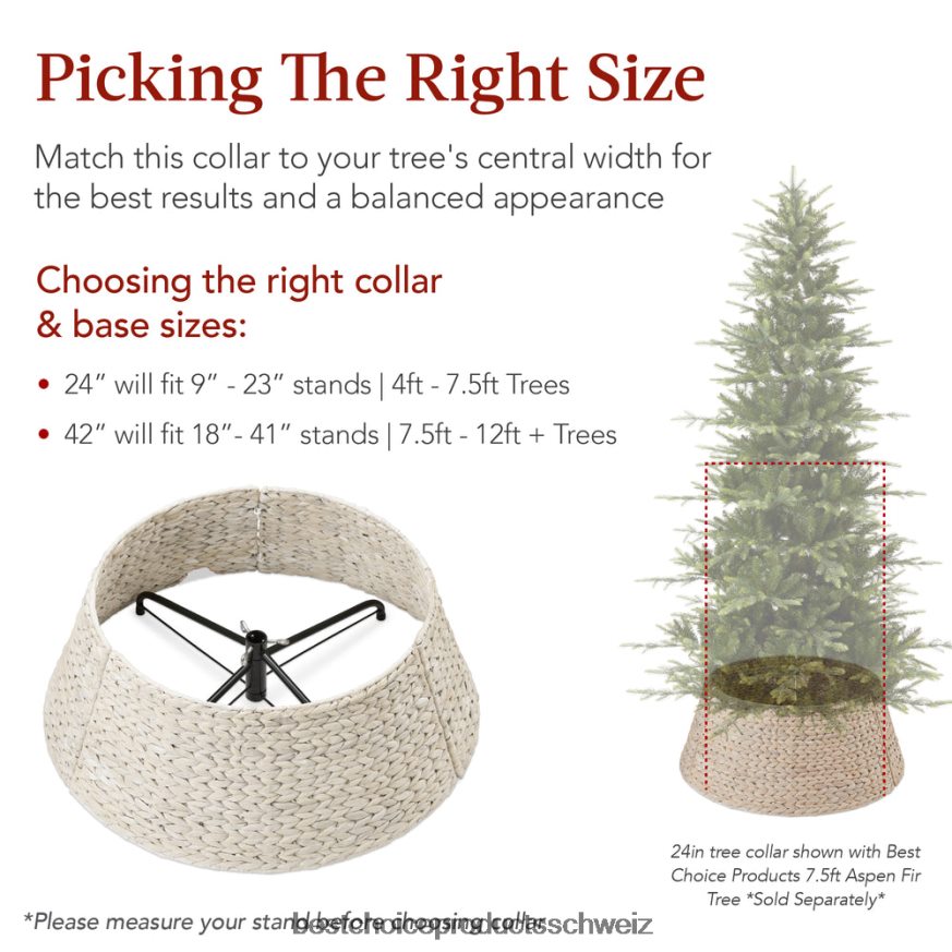 Best Choice Products Gewebter Weihnachtsbaumkragen aus Hyazinthe weiß gewaschen 2JD02283