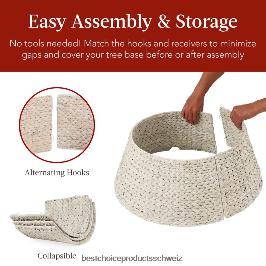 Best Choice Products Gewebter Weihnachtsbaumkragen aus Hyazinthe weiß gewaschen 2JD02283