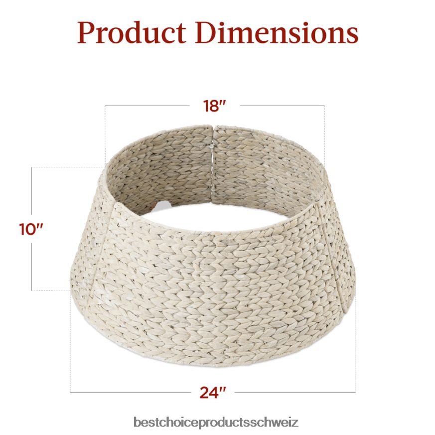 Best Choice Products Gewebter Weihnachtsbaumkragen aus Hyazinthe weiß gewaschen 2JD02283