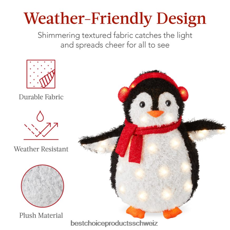 Best Choice Products 2-teilige beleuchtete Pop-up-Pinguinfamilien-Weihnachtsdekoration mit 150 Lichtern Mehrfarbig 2JD02264