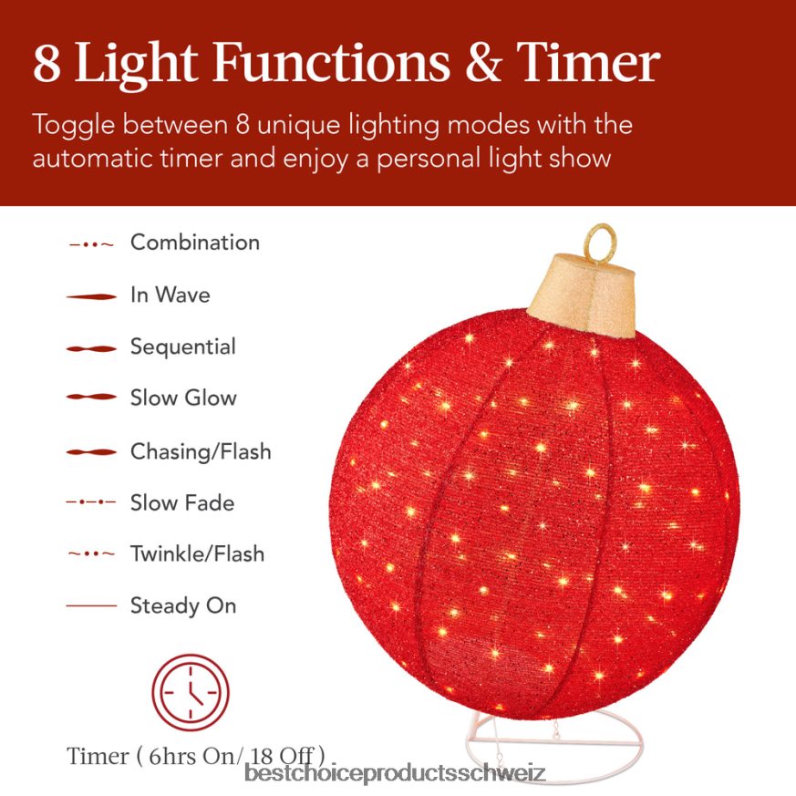 Best Choice Products 2-teilige beleuchtete Pop-up-Weihnachtsdekoration mit 180 LED-Lichtern und Ständer rot grün 2JD022264