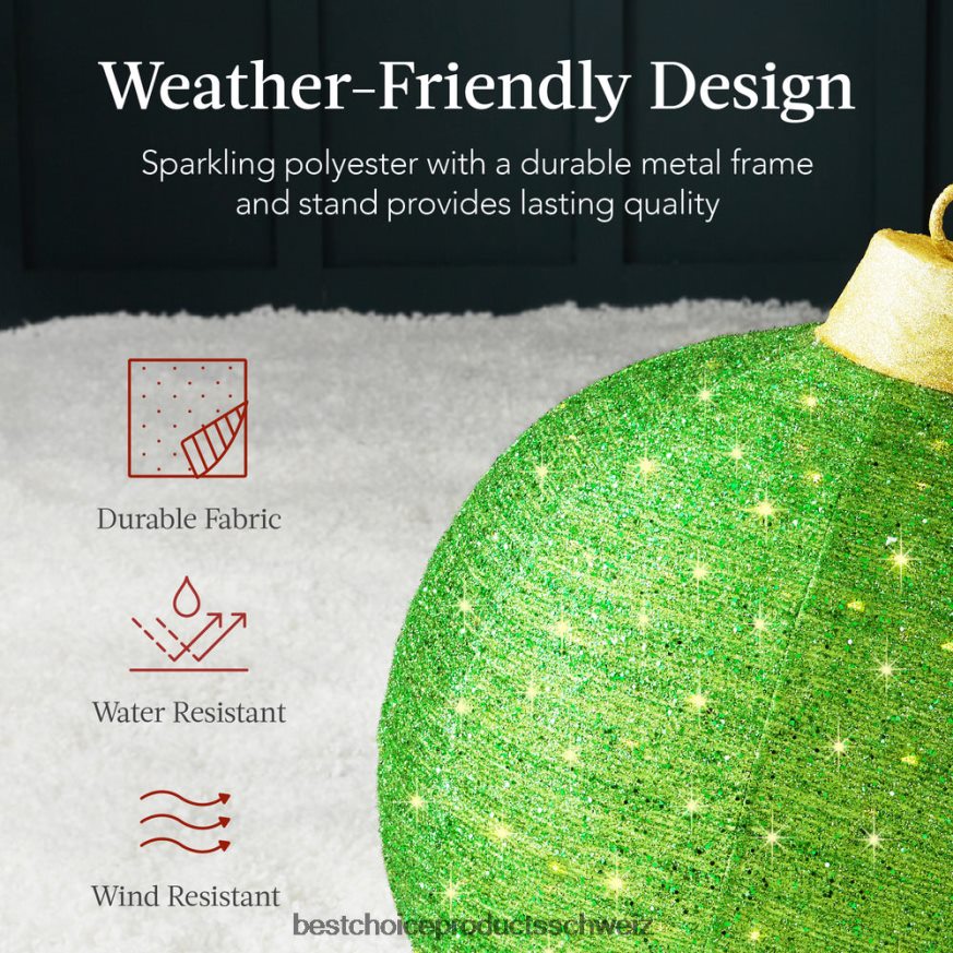 Best Choice Products 2-teilige beleuchtete Pop-up-Weihnachtsdekoration mit 180 LED-Lichtern und Ständer rot grün 2JD022264