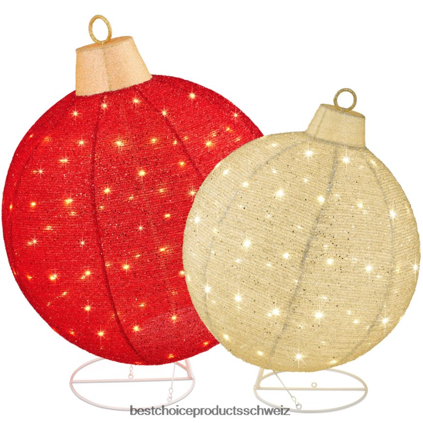 Best Choice Products 2-teilige beleuchtete Pop-up-Weihnachtsdekoration mit 180 LED-Lichtern und Ständer rotes Gold 2JD022265