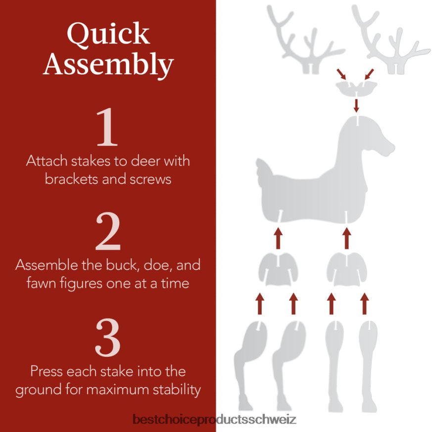 Best Choice Products 3-teilige Rentierfamilien-Silhouette-Gartendekoration mit Bock, Reh und Rehkitz Weiß 2JD022245