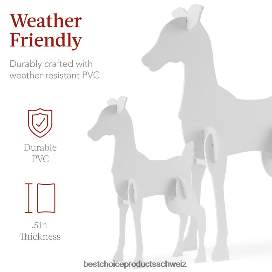 Best Choice Products 3-teilige Rentierfamilien-Silhouette-Gartendekoration mit Bock, Reh und Rehkitz Weiß 2JD022245
