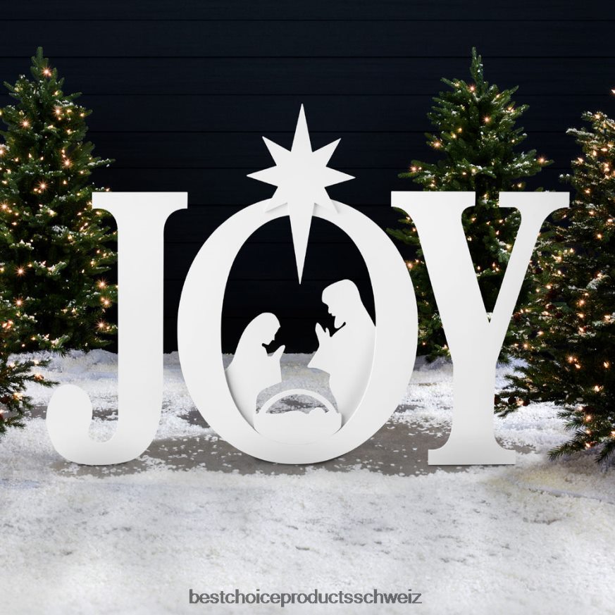 Best Choice Products 3-teilige Weihnachtskrippen-Gartendekoration mit Erdspießen Weiß 2JD02262