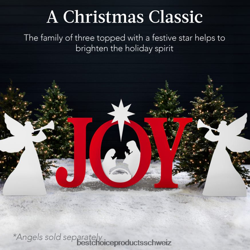 Best Choice Products 3-teilige Weihnachtskrippen-Gartendekoration mit Erdspießen rot-Weiss 2JD02263