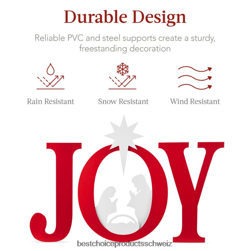 Best Choice Products 3-teilige Weihnachtskrippen-Gartendekoration mit Erdspießen rot-Weiss 2JD02263